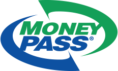 Green and Blue circle with the words "money pass" written in the middle.